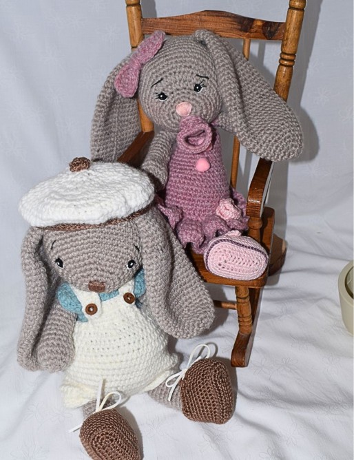 Peluche amigurumi unique personnalisée LUCKY et LILA