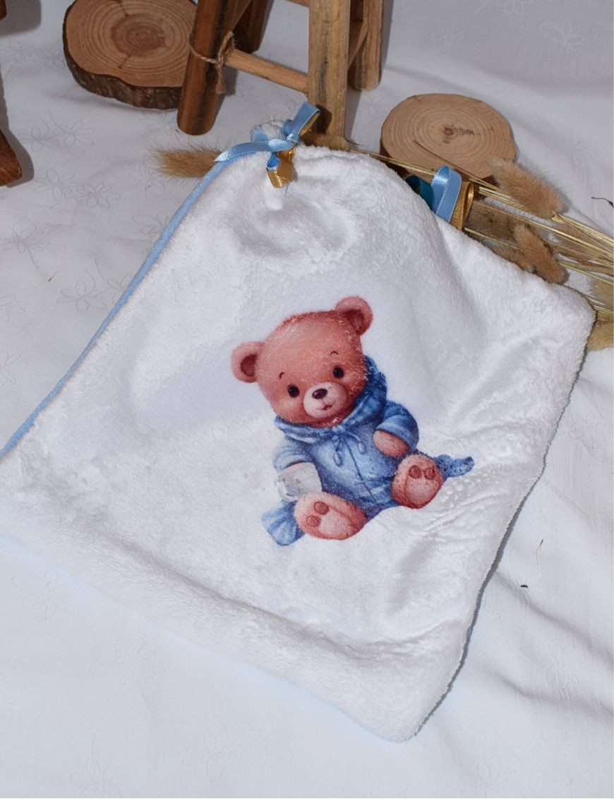 Doudou plat personnalisé TEDDY BLEU