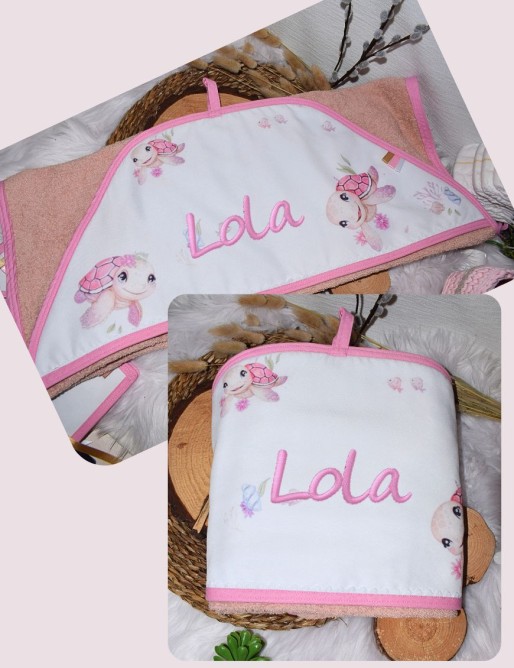 Cape de bain personnalisée TORTUE LOLA