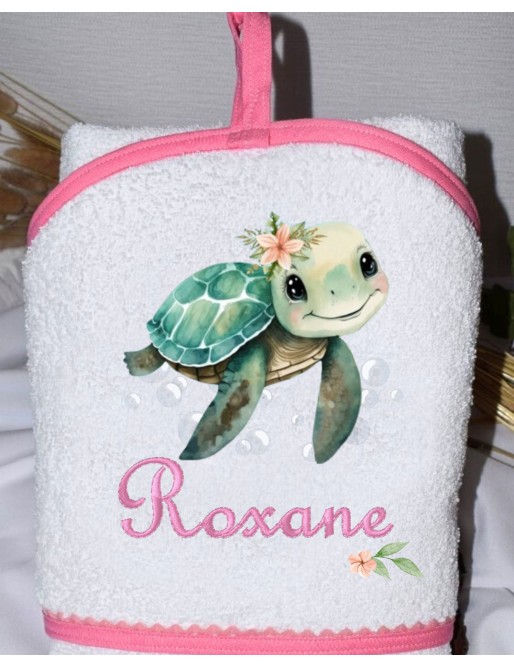 Cape de bain personnalisée TORTUE LILOU