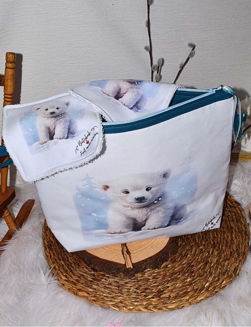 Trousse de toilette personnalisée OURS BLANC