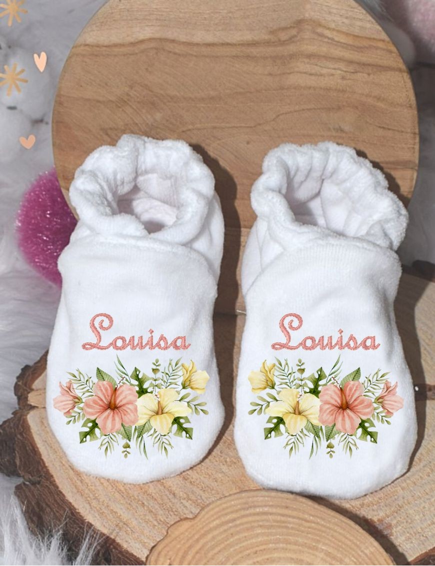 Chaussons bébé personnalisé FLEURS