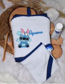 Cape de bain bébé personnalisée STITCH 100% Coton, Cadeau Naissance