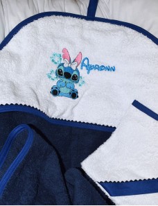 Cape de bain bébé personnalisée STITCH 100% Coton, Cadeau Naissance