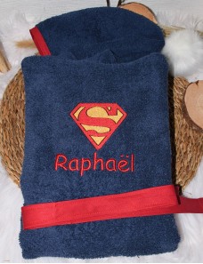 Peignoir bébé et enfant  personnalisé avec capuche et motif de votre choix.