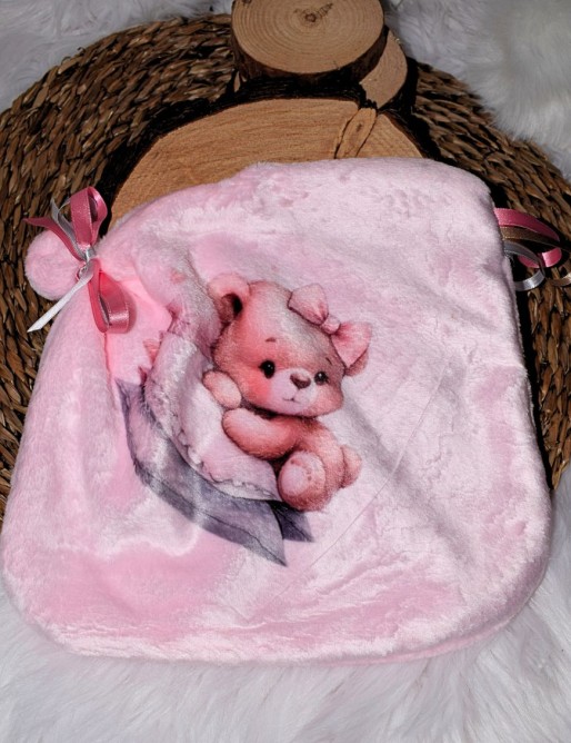 Doudou personnalisé TEDDY COUSSIN avec prénom brodé. Fait main, tout doux et unique.