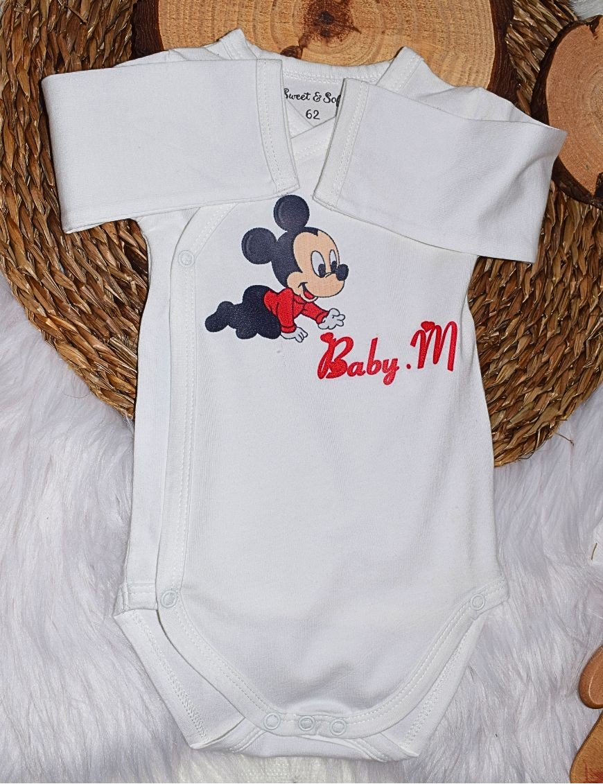Body bébé personnalisé avec prénom et motif mickey