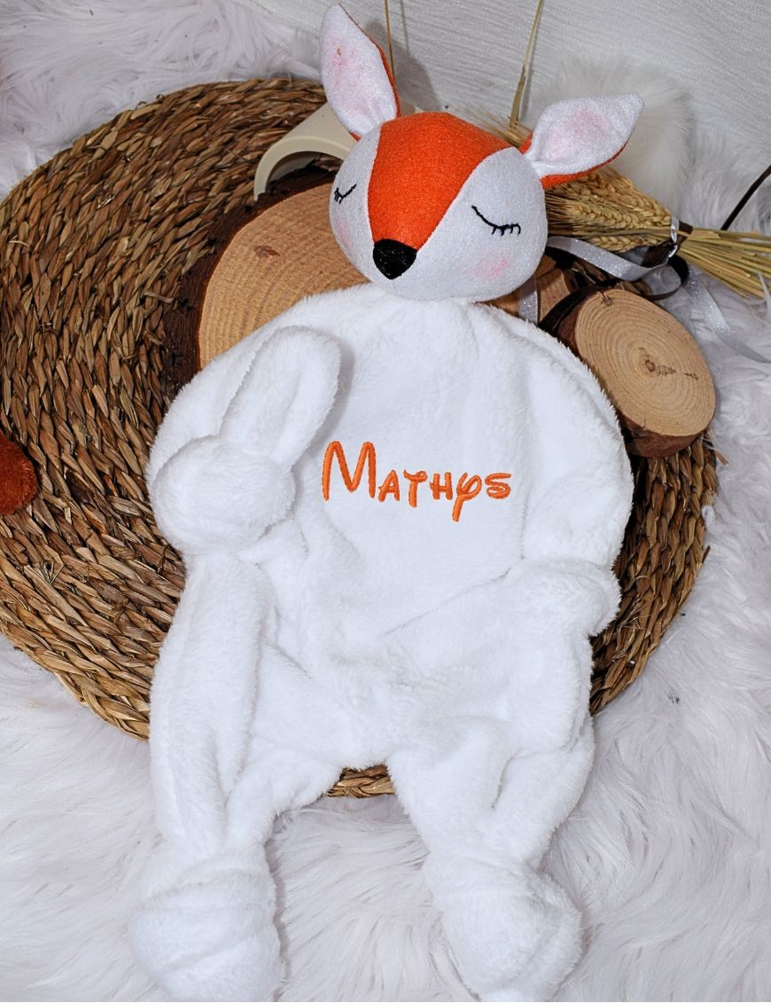 Nounours doudou RENARD mathys personnalisé