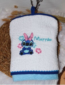 Cape de bain bébé personnalisée STITCH 100% Coton, Cadeau Naissance