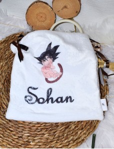 Doudou personnalisé DRAGON BALL Z avec prénom brodé. Fait main, tout doux et unique.