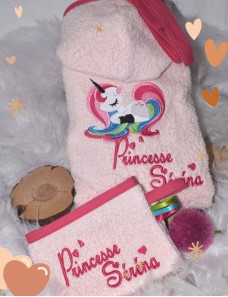 Peignoir de bain enfant personnalisé LICORNE 8 a 10 ans