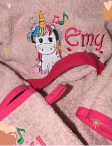 Peignoir de bain enfant personnalisé LICORNE 8 a 10 ans