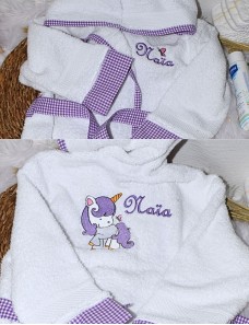 Peignoir Bébé et Enfant Personnalisé – Douceur et Broderie – LICORNE
