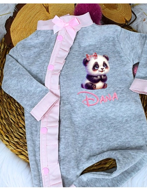 Pyjama Bébé Personnalisé PANDA – 100% Coton, Cadeau Naissance