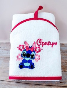 Cape de bain bébé personnalisée STITCH 100% Coton, Cadeau Naissance
