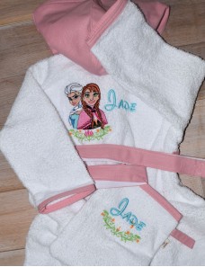 Peignoir avec capuche pour enfant personnalisé en broderie. Eponge 450 g/m² 100 % Coton.