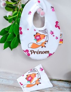 Bavoir bébé personnalisé avec prénom brodé RENARD