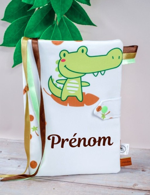 Protège carnet de santé bébé brodé avec texte ou prénom-CROCODILE Protège carnet de santé bébé brodé avec texte ou prénom-CROCODILE