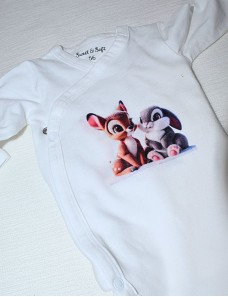 Body bébé personnalisé avec prénom et motif Bambi Panpan