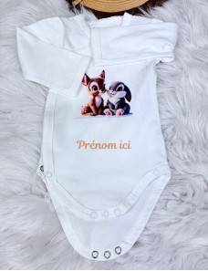 Body bébé personnalisé avec prénom et motif Bambi Panpan
