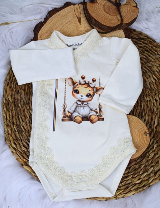 Body bébé personnalisé avec prénom et motif GIRAFE Body bébé personnalisé avec prénom et motif GIRAFE