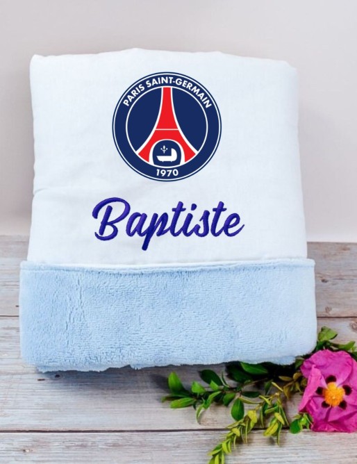 Couverture bébé personnalisé PSG Création artisanale : couverture personnalisée pour nouveau-né Couverture bébé personnalisé PSG Création artisanale : couverture personnalisée pour nouveau-né