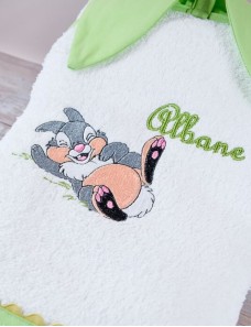 Cape de bain personnalisée enfant avec prénom et motif unique, cadeau bébé PANPAN