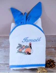 Cape de bain personnalisée enfant avec prénom et motif unique, cadeau bébé PANPAN