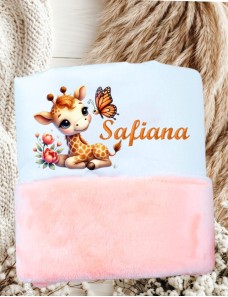 Couverture Personnalisé pour Bébé GIRAFE PAPILLON