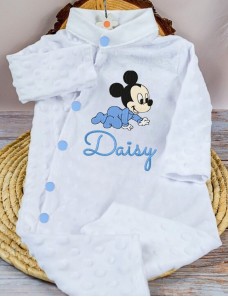 Pyjama Bébé Personnalisé Mickey – 100% Coton, Cadeau Naissance