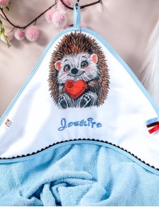Cape de bain personnalisée HERISSON -100% Coton, Cadeau Naissance
