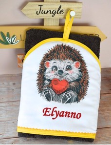 Cape de bain personnalisée HERISSON -100% Coton, Cadeau Naissance