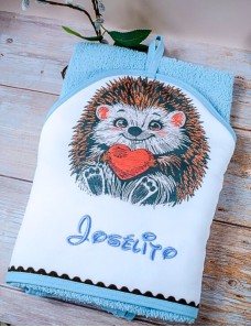 Cape de bain personnalisée HERISSON -100% Coton, Cadeau Naissance