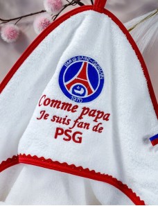 sortie de bain bébé en éponge douce personnalisée PSG