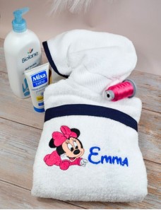 Peignoir bébé et enfant  personnalisé avec capuche et motif de votre choix.