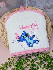Cape de bain personnalisée enfant avec prénom et motif unique, cadeau bébé STITCH