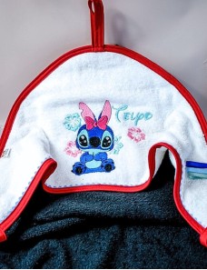 Cape de bain personnalisée enfant avec prénom et motif unique, cadeau bébé STITCH