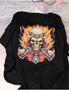 Tee Shirt adulte personnalisé – TÊTE DE MORT MOTARD