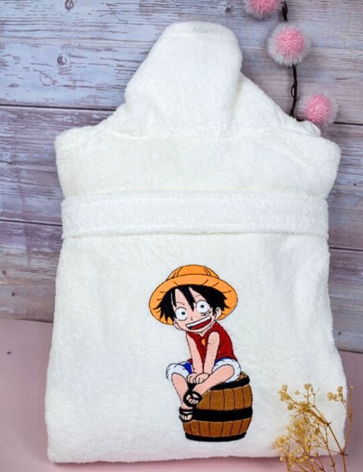 Peignoir adulte personnalisé One Piece – Prénom brodé