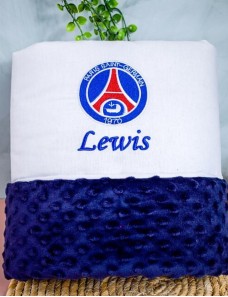 Couverture bébé personnalisé PSG Création artisanale : couverture personnalisée pour nouveau-né