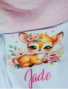 Couverture Bébé Personnalisée FAON ROSES - Cadeau Unique et Doux pour Bébé