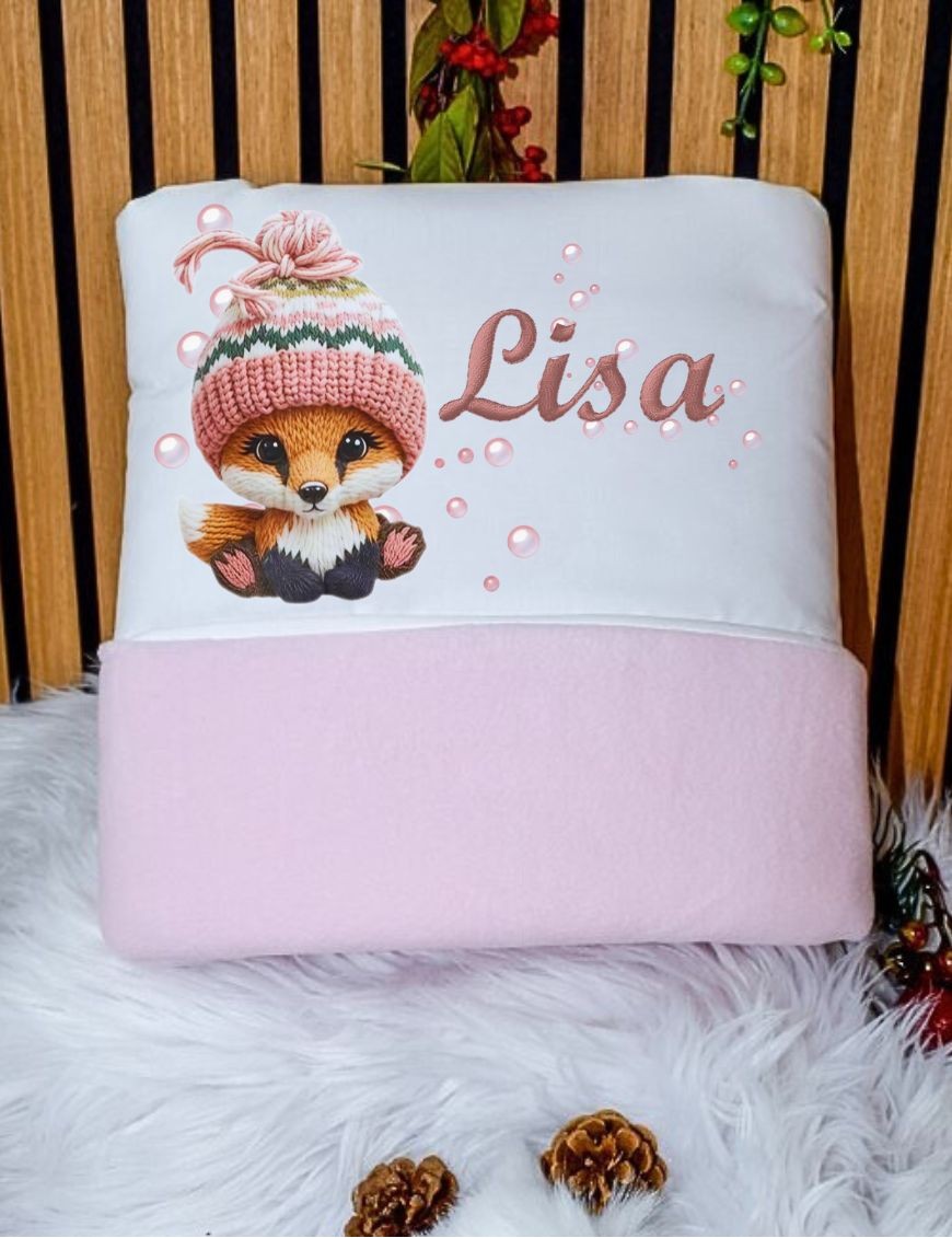 Couverture bébé douce et personnalisée avec dessin en impression avec prénom brodé