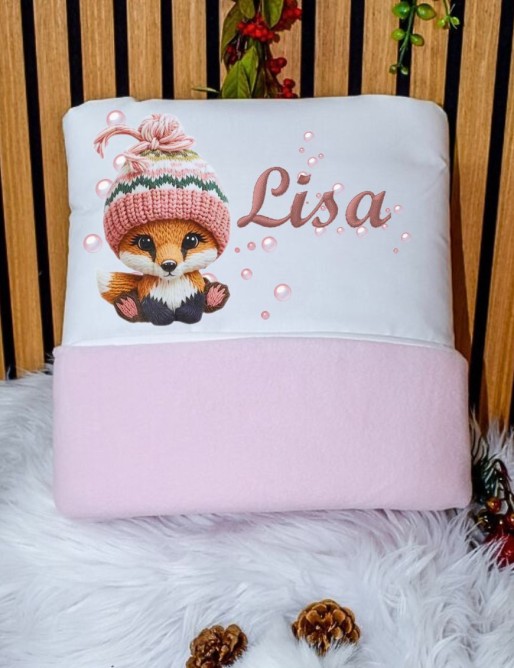 Couverture bébé douce et personnalisée avec dessin en impression avec prénom brodé