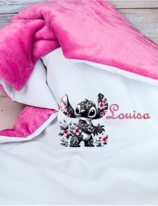 Couverture bébé douce et personnalisée avec dessin en impression avec prénom brodé