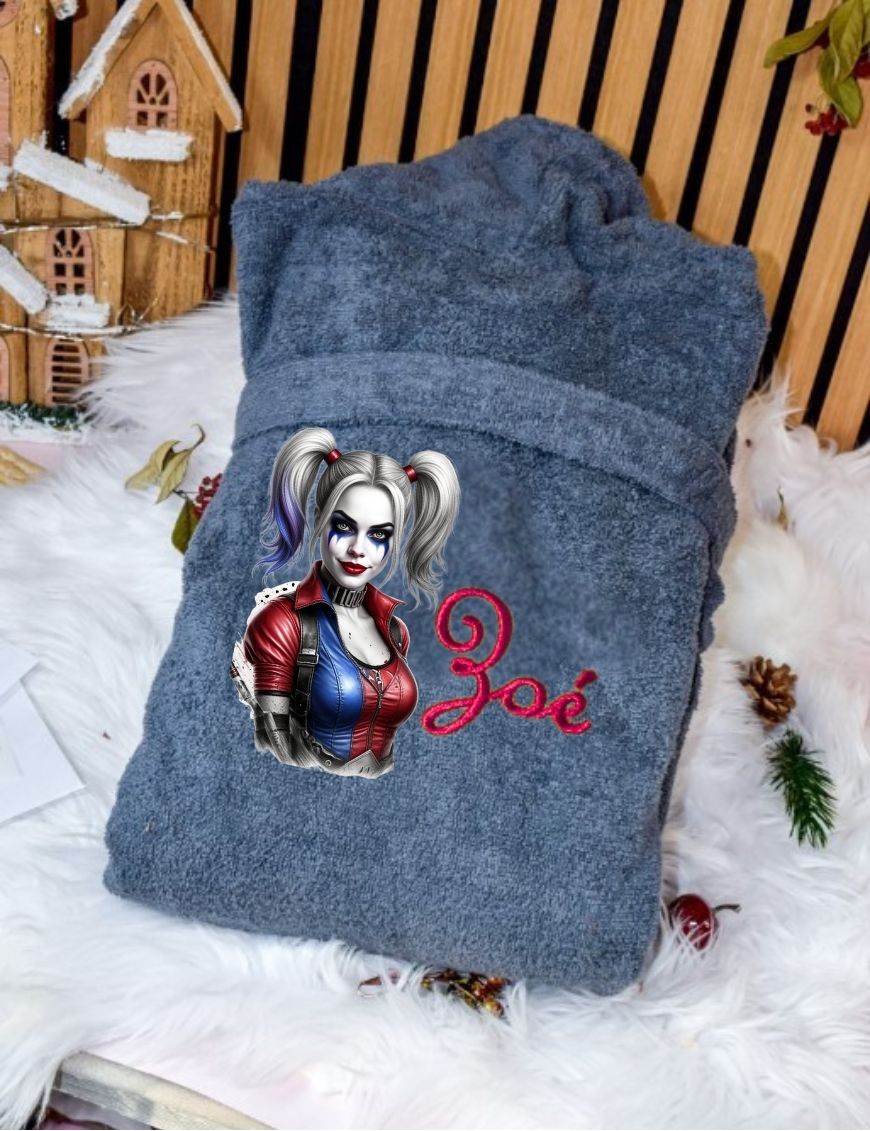Peignoir femme personnalisé HARLEY QUINN - PRÉNOM OFFERT