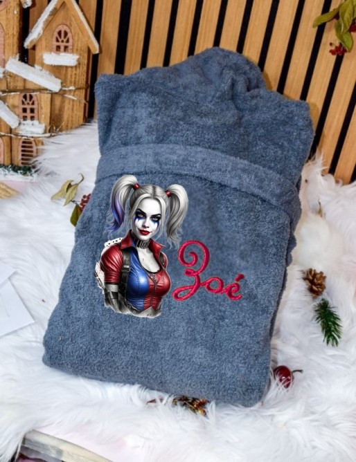Peignoir femme personnalisé HARLEY QUINN - PRÉNOM OFFERT