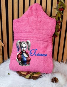 Peignoir femme personnalisé HARLEY QUINN - PRÉNOM OFFERT