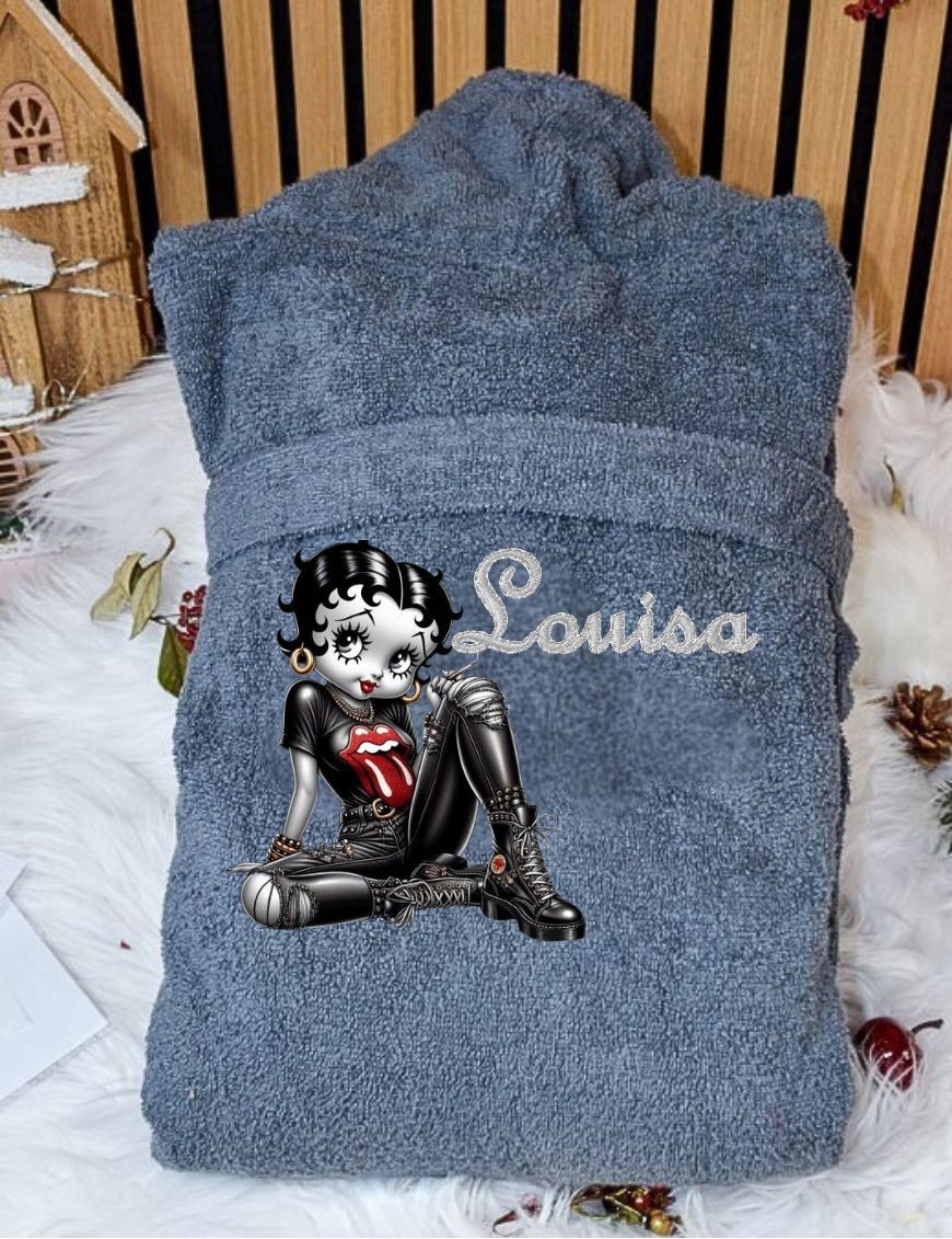 Peignoir personnalisé Motif Floral avec Monogramme et Texte