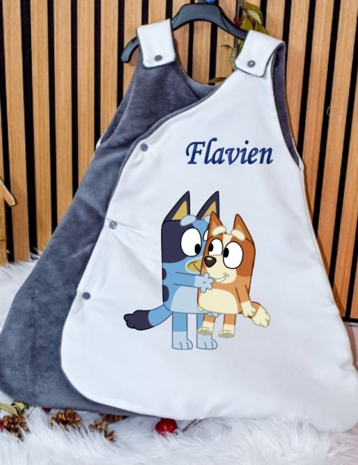 Gigoteuse bébé personnalisée en impréssion tissus DTF et broderie