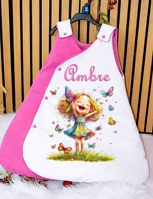 Gigoteuse bébé personnalisée en impréssion tissus DTF et broderie